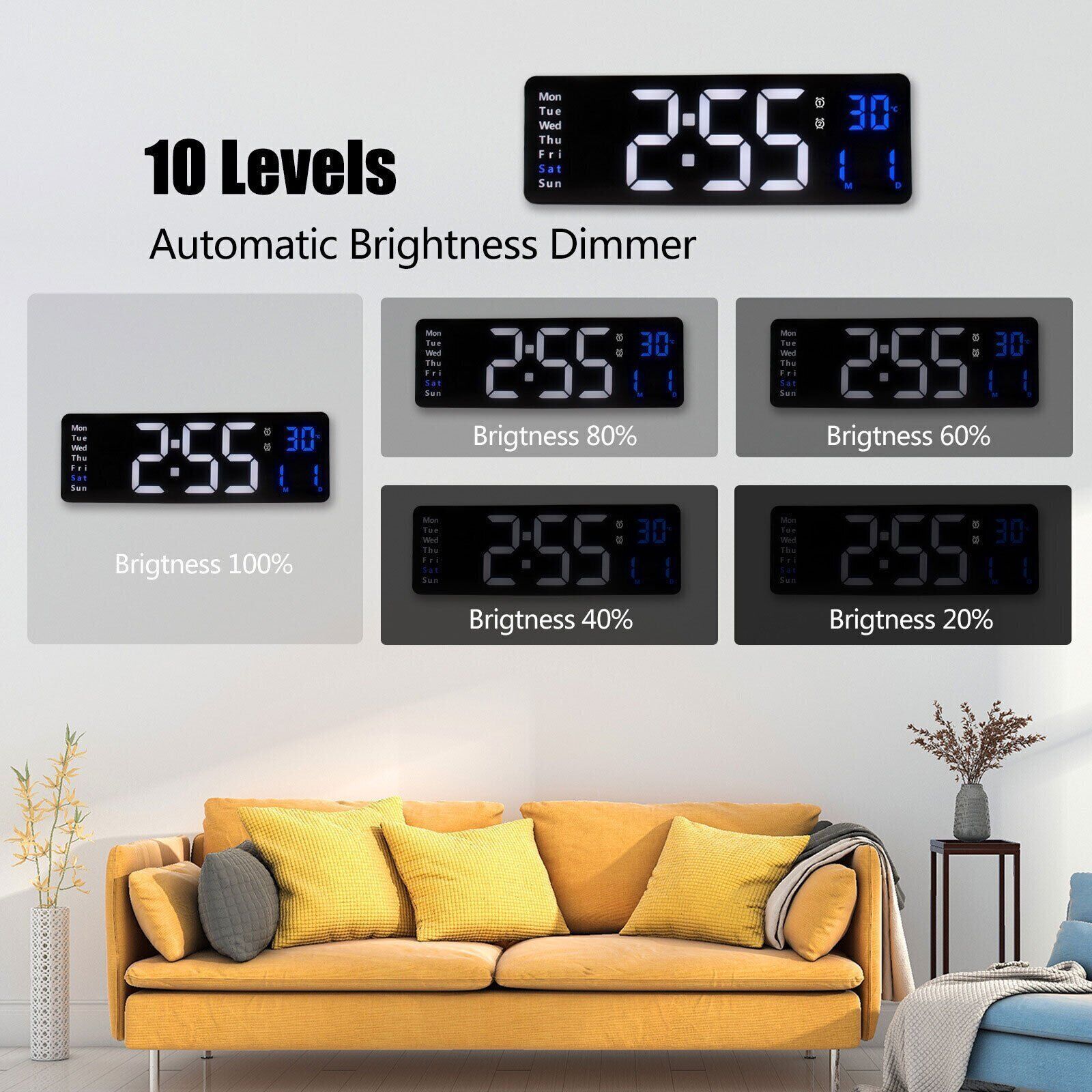 Large Digital Big Jumbo LED Wall Desk Clock Display with Calendar Temperature AU