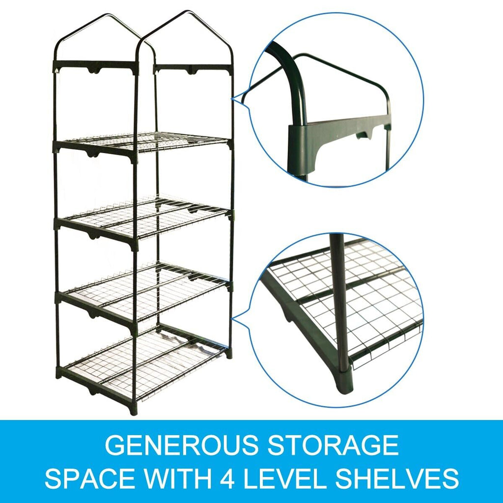 4 Tiers Greenhouse PVC Cover Garden Storage Steel Frame Shelve Hot Green House