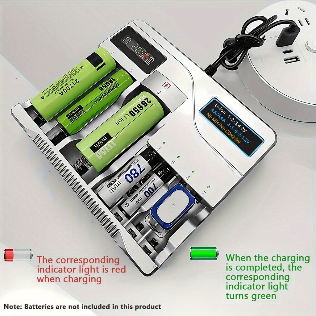 Multi Slots Smart Battery Charger for AA AAA 2A Size Rechargeable Batteries USB