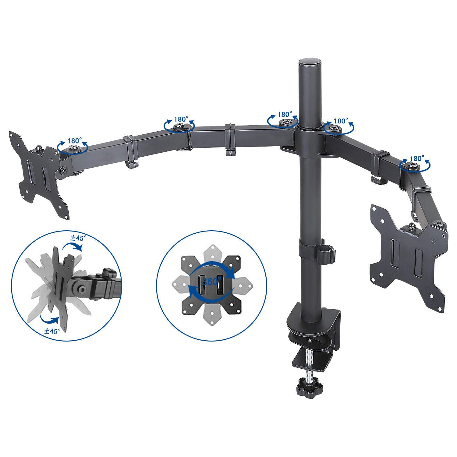 Monitor Stand Dual Arm Desk Mount LED TV Screen Holder Bracket Up to 27''