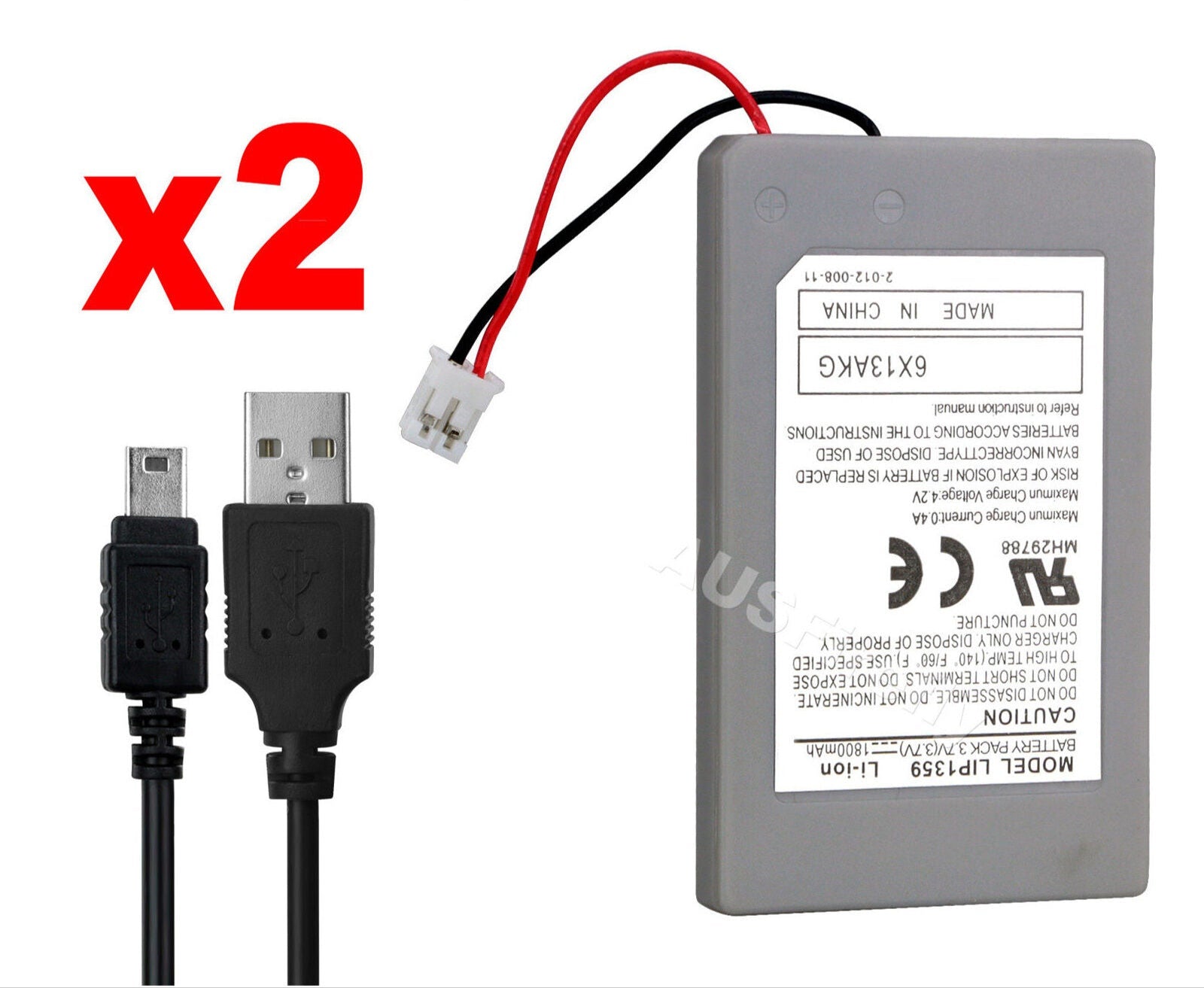2X Wireless for PS3 Controller Battery Playstation 3 Li-Ion Battery 3.7V 1800Mah