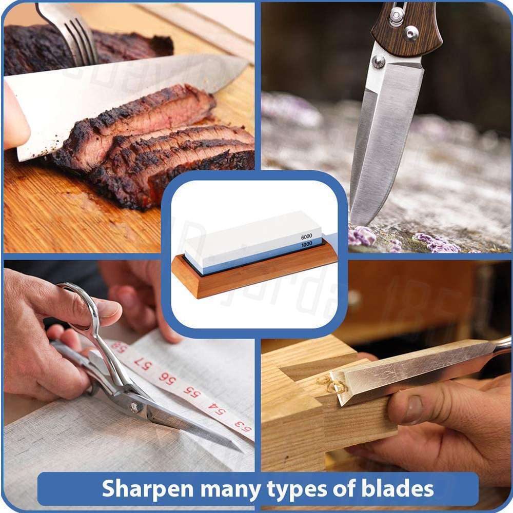 Dual Whetstone Knife Sharpening Stone 1000/6000 Grit Water Wet Stone Sharpener