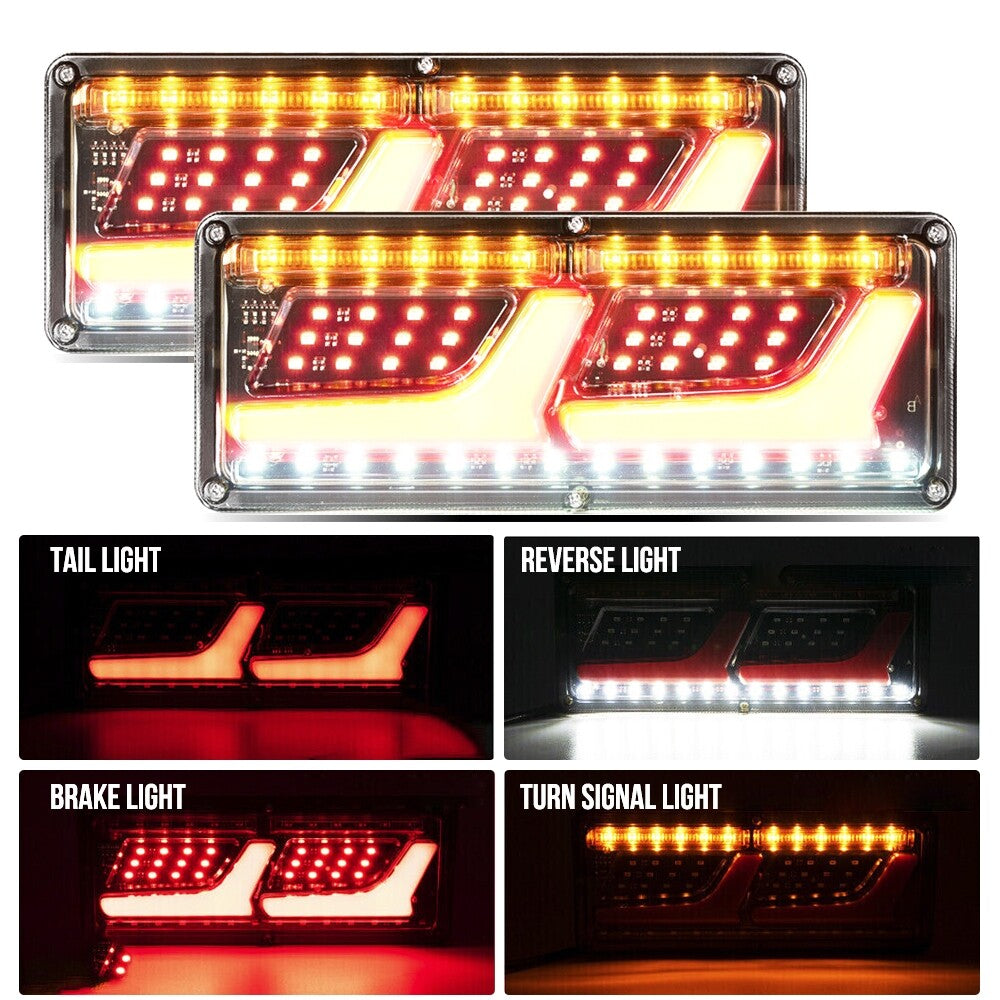 2X 74 LED Tail Lights Trailer Ute Caravan Truck Stop Indicator Rear Lamps 12V