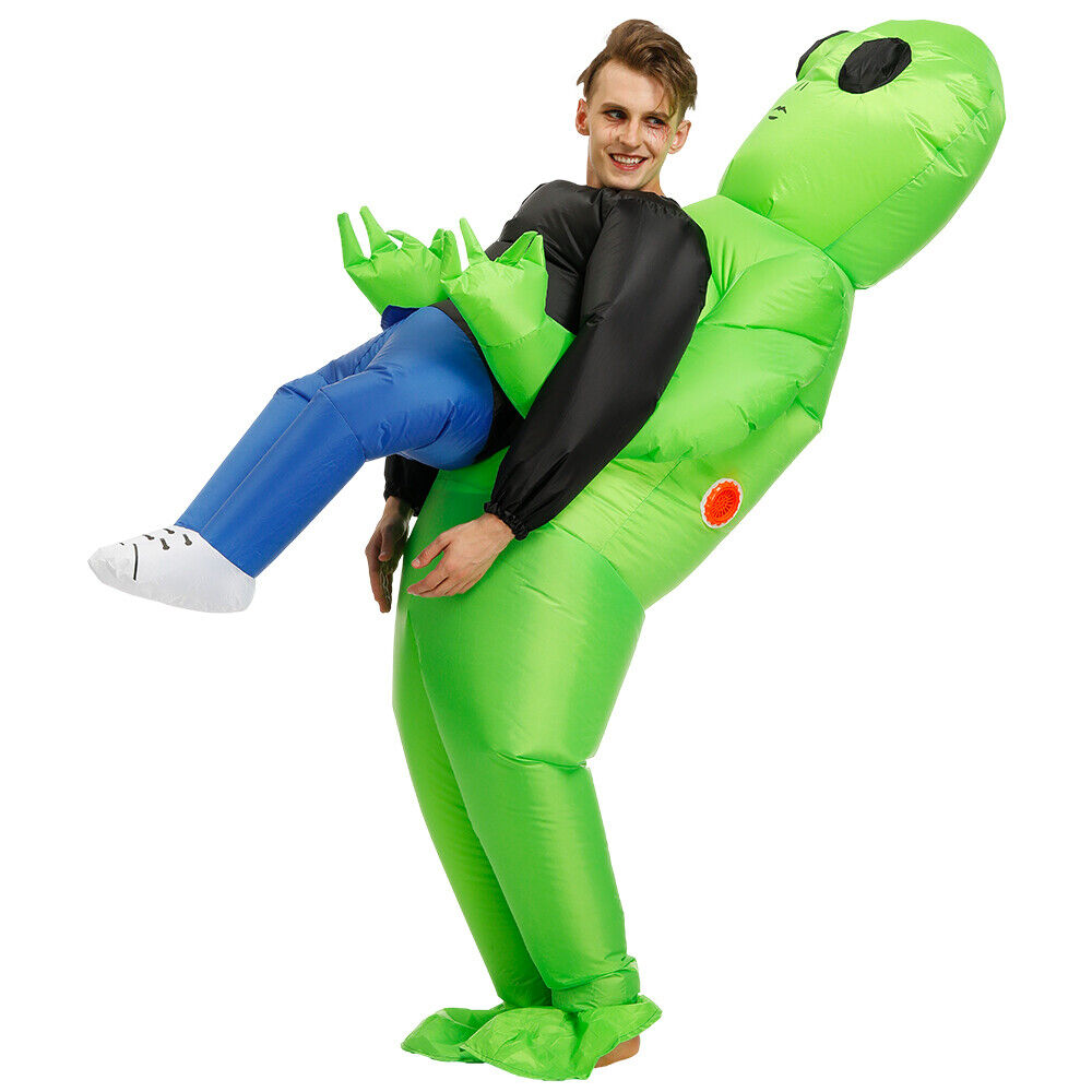 Scary Halloween Green Alien Inflatable Kid Costume Blow up Suits Party Dress