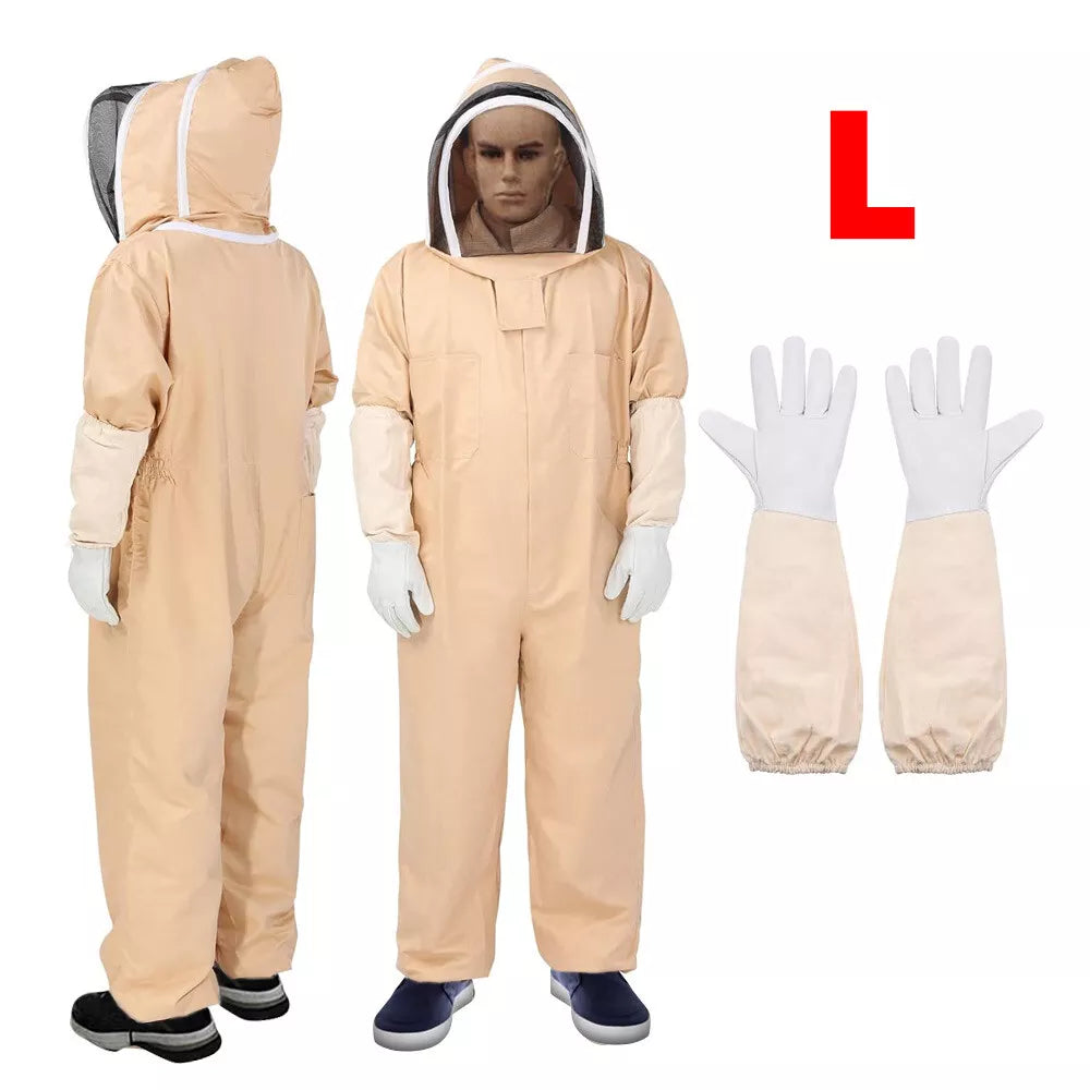 Beekeeping Suit Full Heavy Duty Leather Ventilated Keeping Gloves Bee Anti-Sting