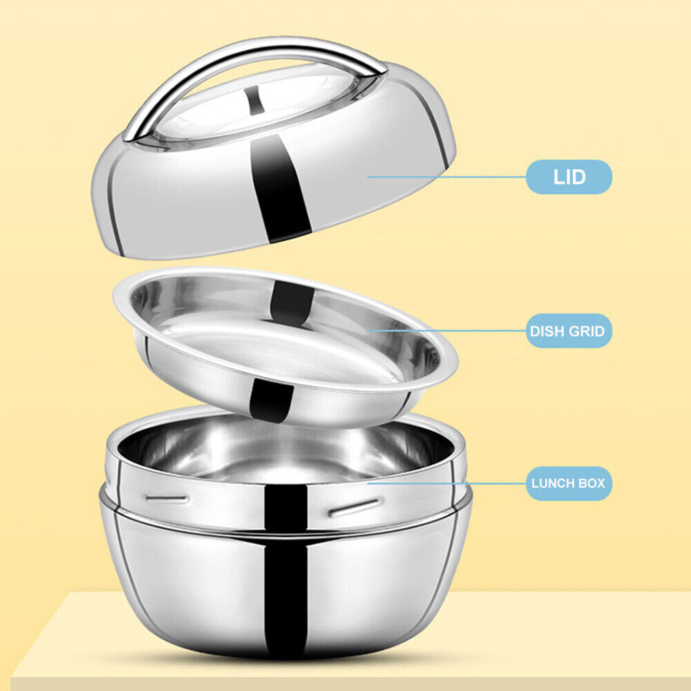 Stainless Steel Thermo Insulated Thermal Lunch Bento Box round Food Container