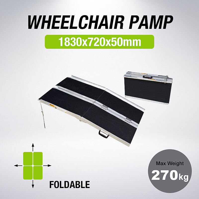 6FT Anti-Slip Portable Aluminum Folding Wheelchair Scooter Ramp Max 270Kg Weight