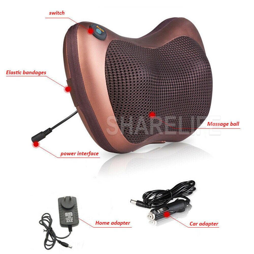 8 Heads Neck Massager Back Massager Body Massage Cushion Shiatsu Pillow Car/Home