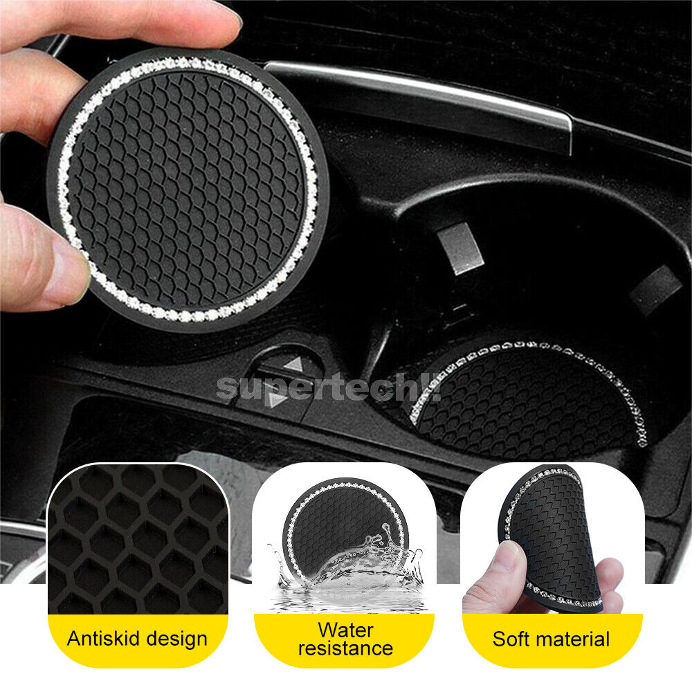 2x Black Bling Universal Car Cup Holder Anti-Slip Insert Coaster Car Accessories