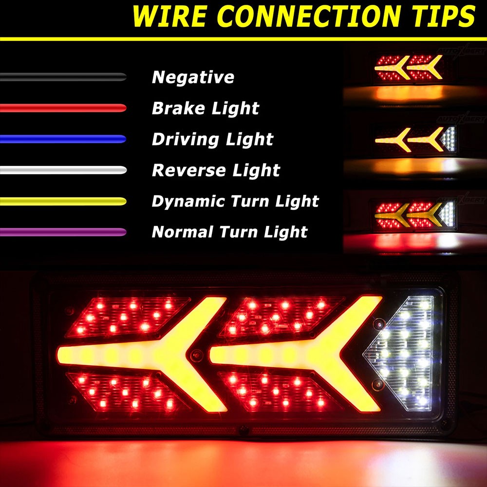 2X 74 LED Tail Lights Trailer Ute Caravan Truck Stop Indicator Rear Lamps 12V
