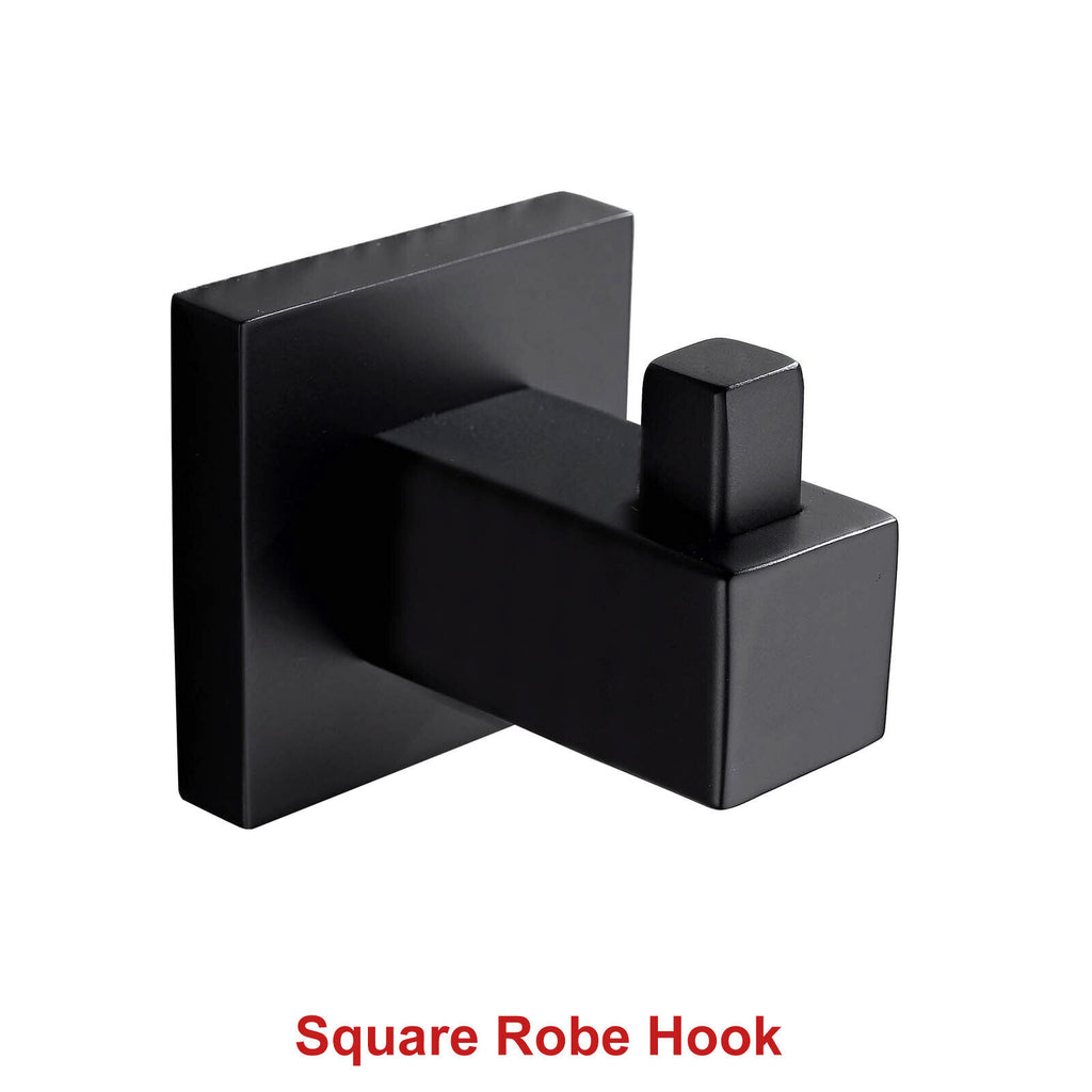 ACA Bath Towel Rail Rack Hook Toilet Brush Paper Holder Accessory Black