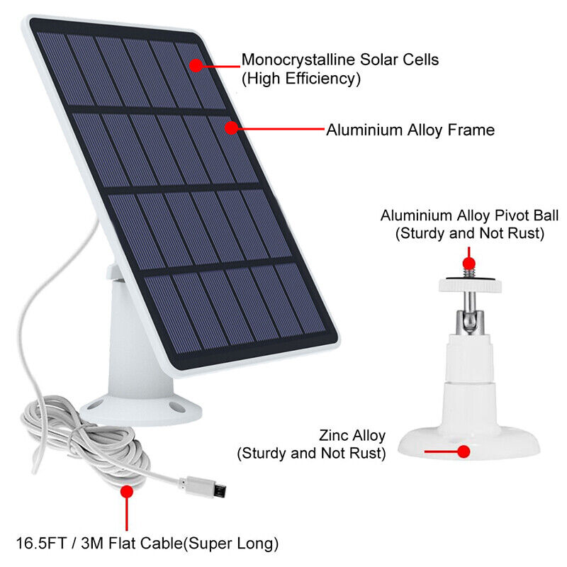 Eufy Eufycam Cam E/2C/2/2 Pro USB Solar Panel Charger Security Camera Panel