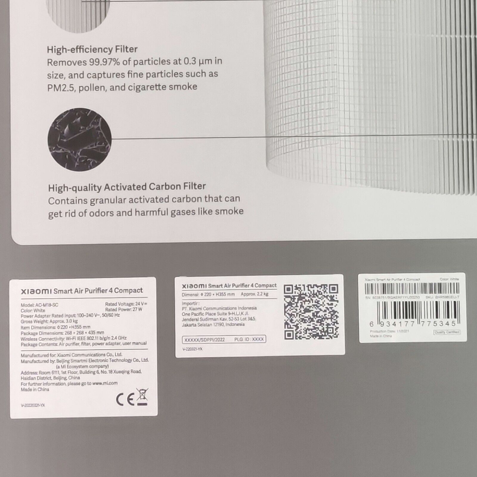 Xiaomi Smart Air Purifier 4 HEPA Filter Wifi APP Home Freshener Carbon Ioniser Cleaner