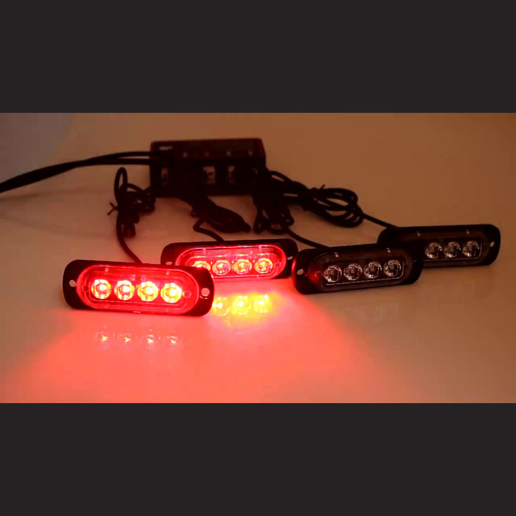 LED Amber Car Truck Emergency Beacon Warning Hazard Flashing Strobe Lights 4X4 