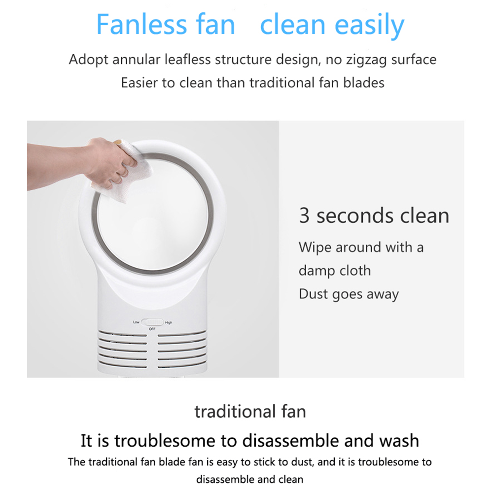 Cooling Fan Desk Bladeless  Desktop Table Air Flow Cooler Computer 2 Speed AU