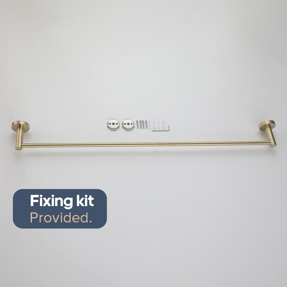 Brushed Gold Set Toilet Paper Holder Robe Hooks Towel Rail Rack Shelf Bathroom