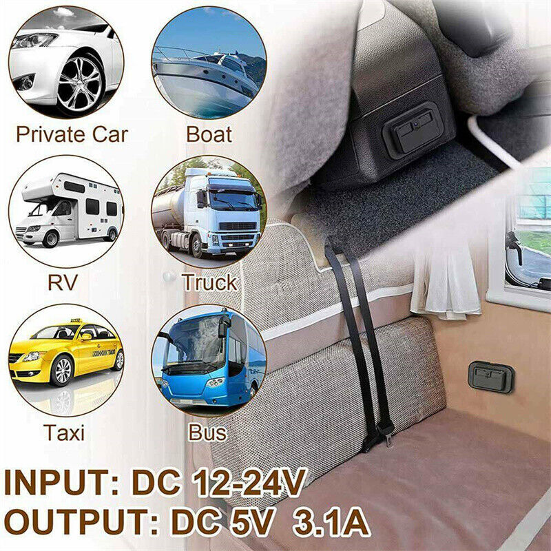 2Pcs Waterproof Dual USB Port Car Fast Charger Socket Power Outlet Panel Mount 