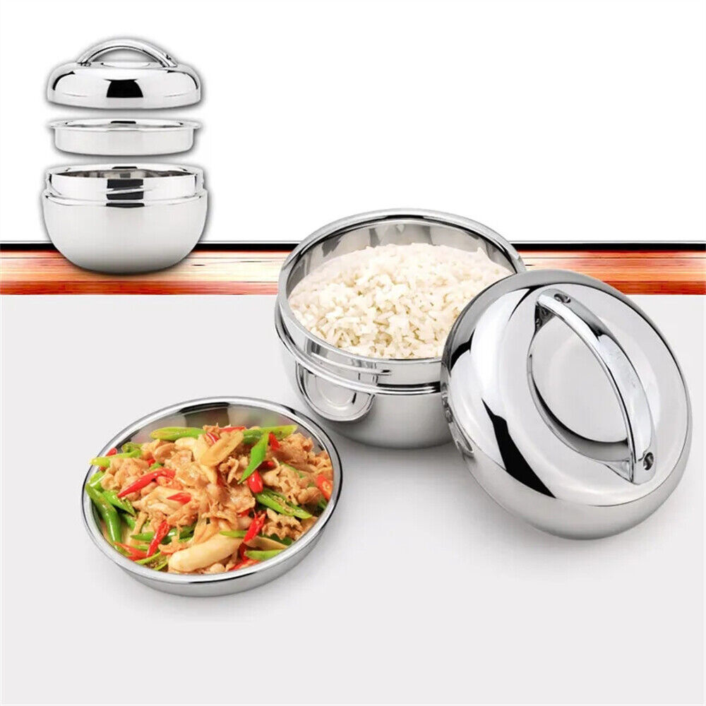 Stainless Steel Thermo Insulated Thermal Lunch Bento Box round Food Container