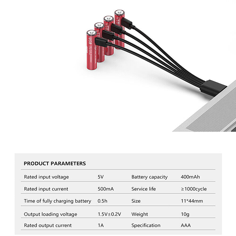 High Quality USB Rechargeable Lithium Battery AA & AAA 2 & 4 Pack