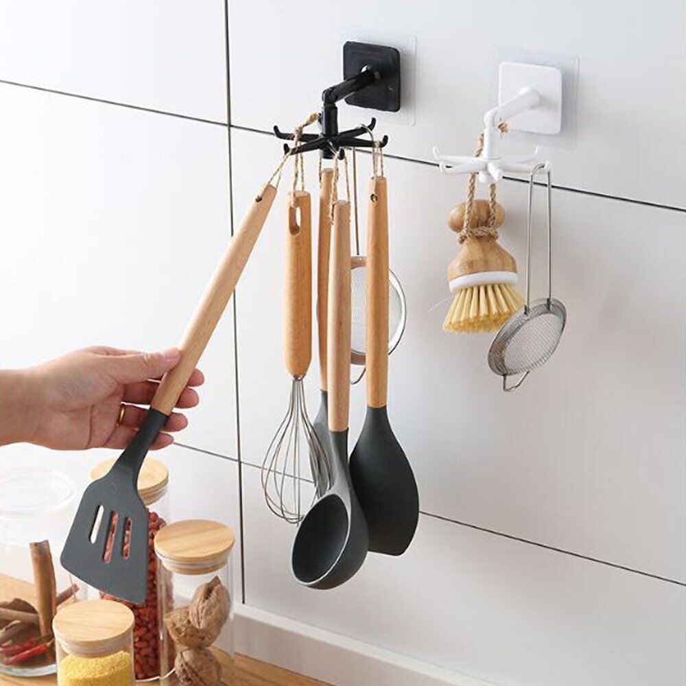 Kitchen Gadgets Accessories Bath Hook Wall Mounted 360° Rotating Coat Hanger