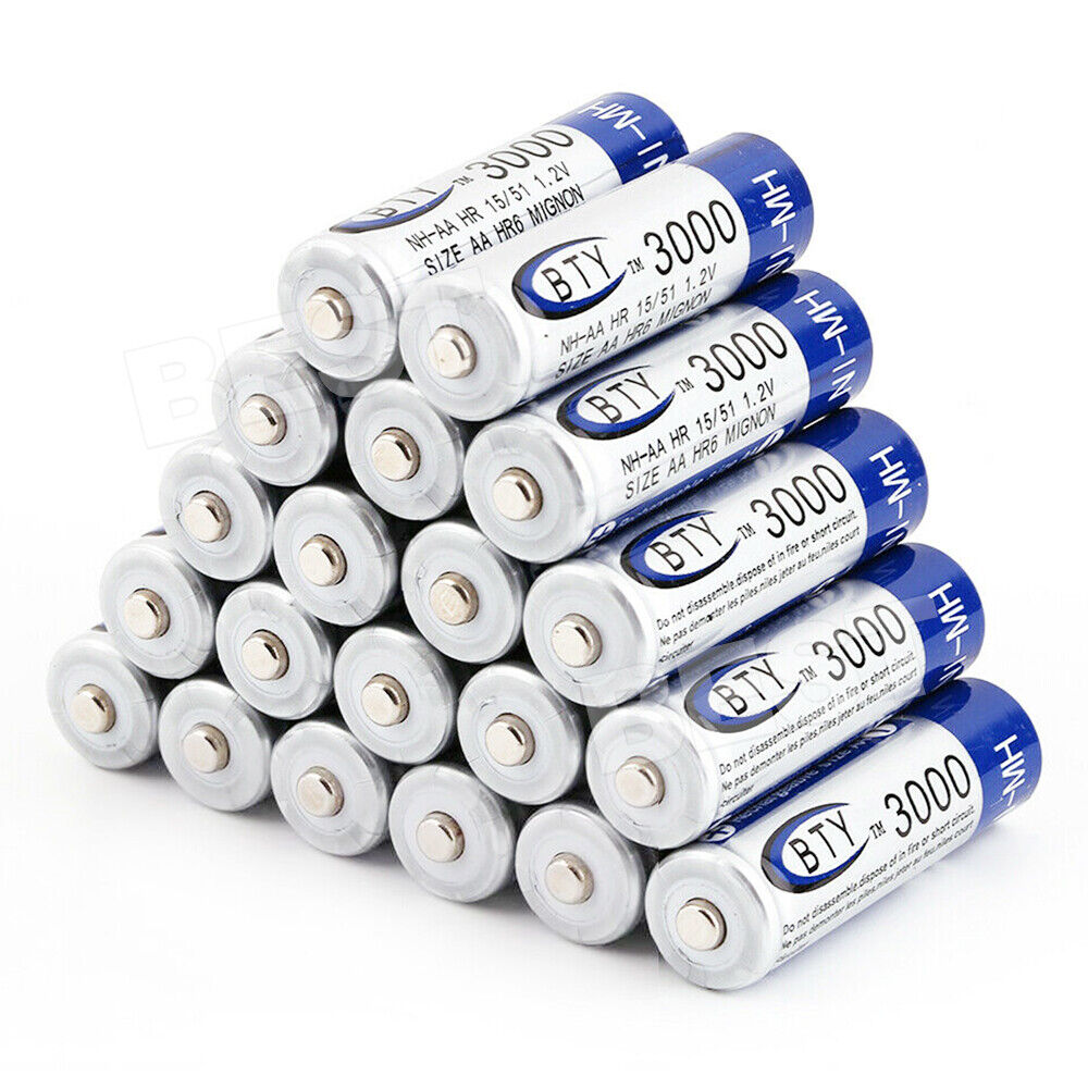 4 to 24 Pack 3000Mah AA/1000Mah AAA Rechargeable Battery NI-MH 1.2V Recharge Batteries