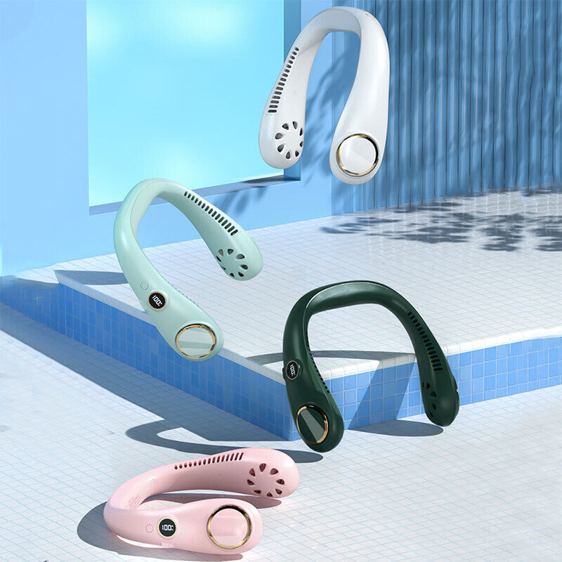 NEW Neck Fan Bladeless Hanging Air Cooler With Intelligent digital display  USB Rechargeable Portable Personal