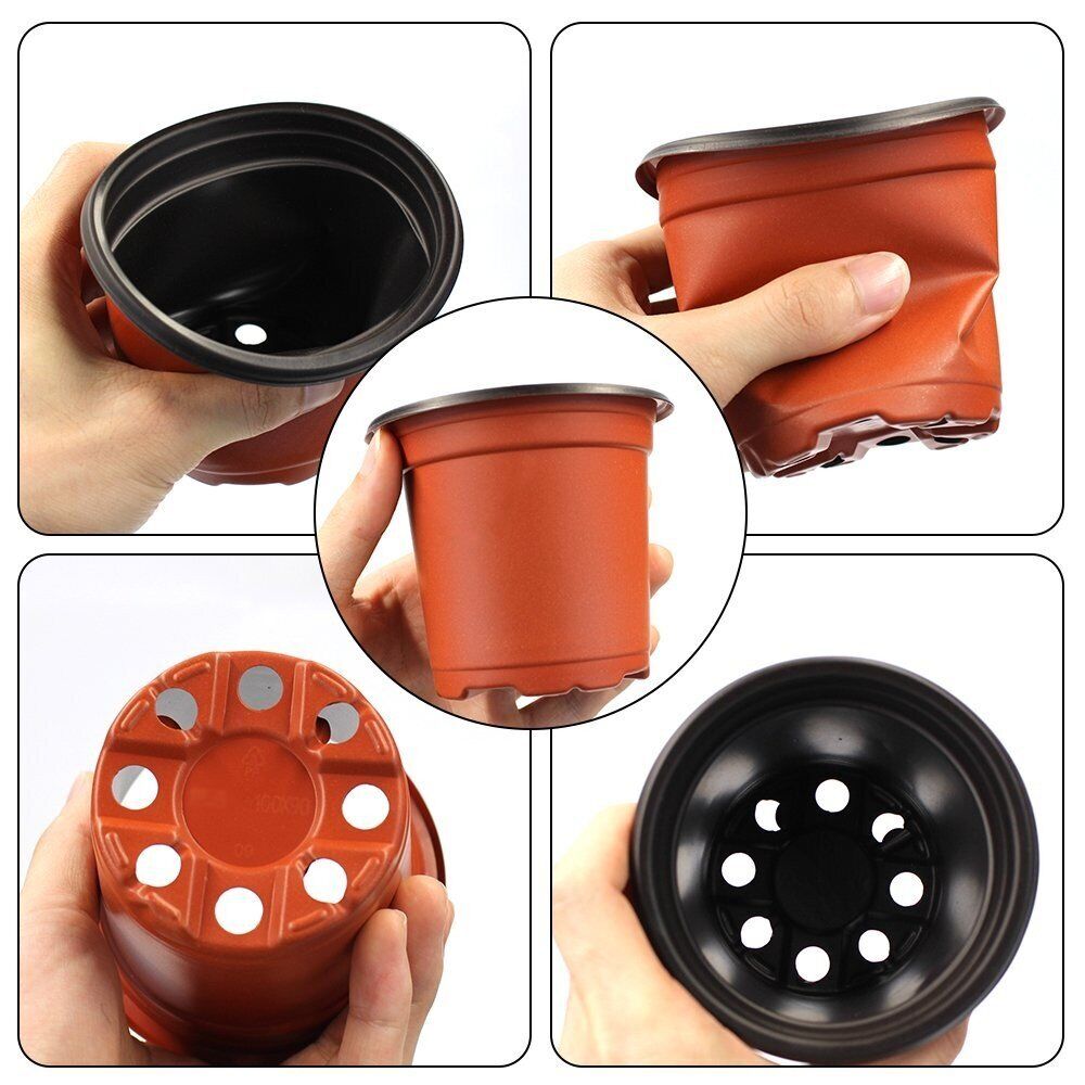 50/100Pcs Plastic Plant Flower Pots Nursery Seedlings Garden Plant Pot AU