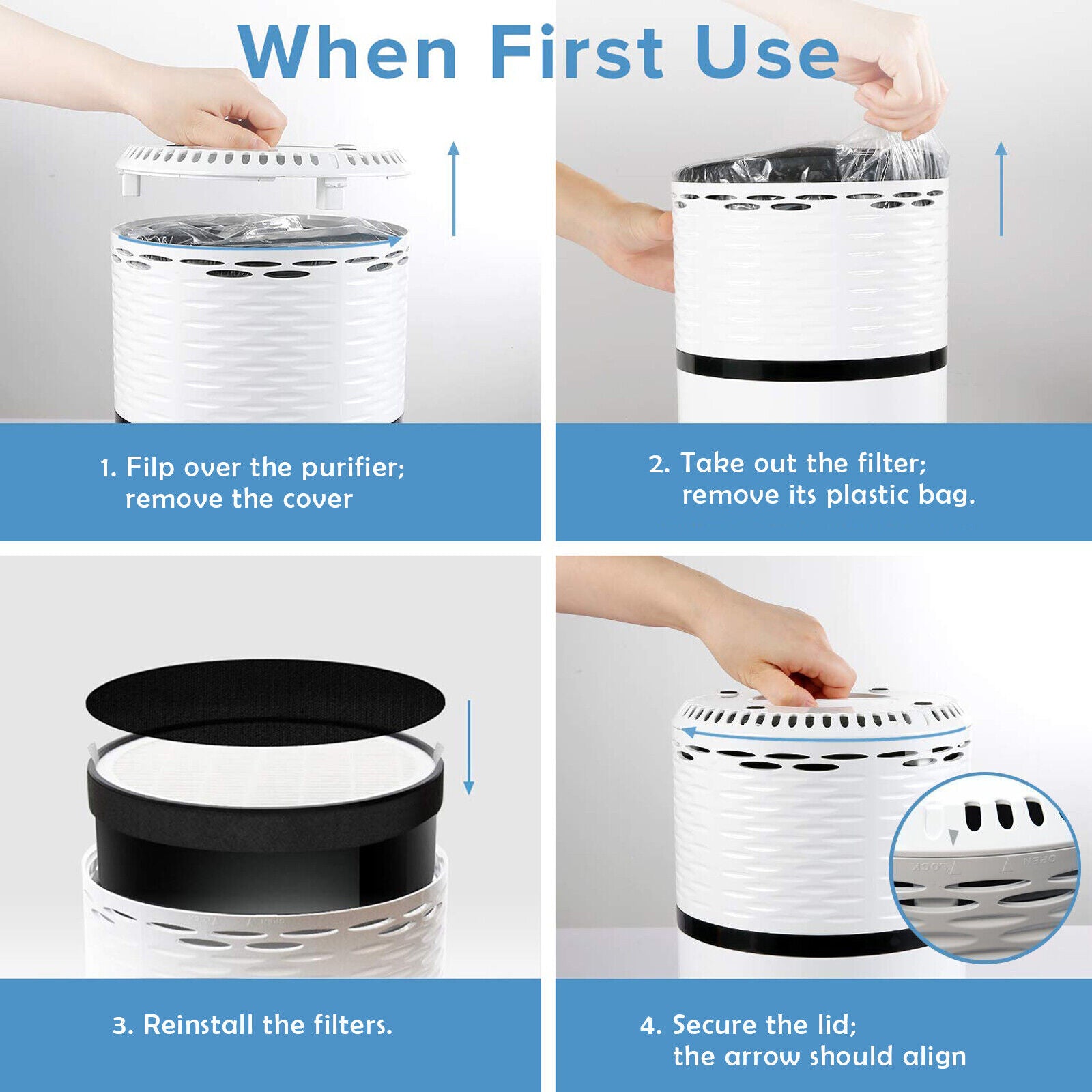 Arovec Air Purifier Intuitive Control Carbon HEPA Filter Best Home Cleaner Smoke Dust Allergens