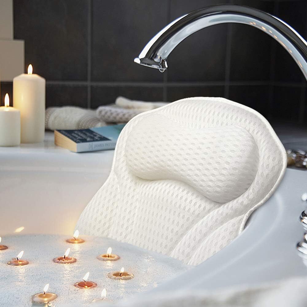 Mesh Bath Pillow Home 4D Back Neck Support Bathtub Spa Hot Tub Suction Cups New