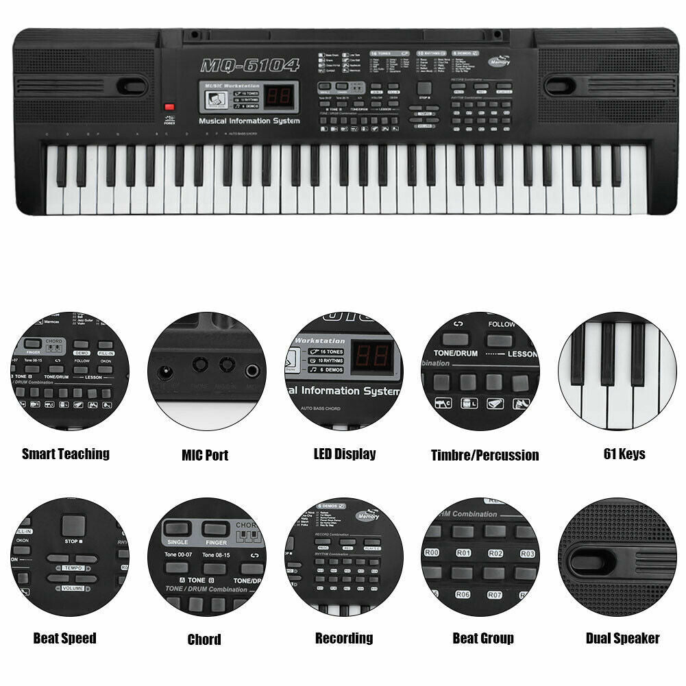61 Keys Digital Music Electronic Keyboard Electric Piano Musical Instrument Kids