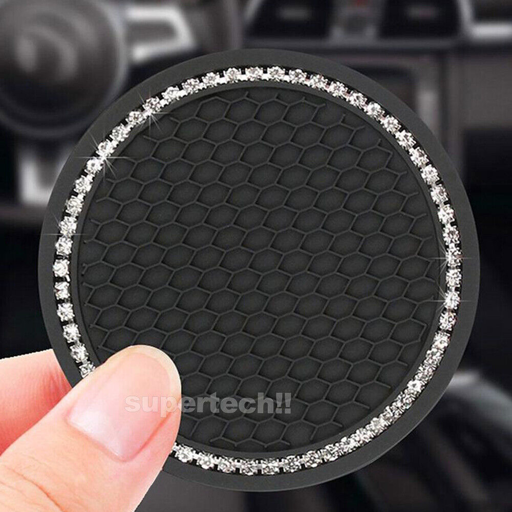2x Black Bling Universal Car Cup Holder Anti-Slip Insert Coaster Car Accessories