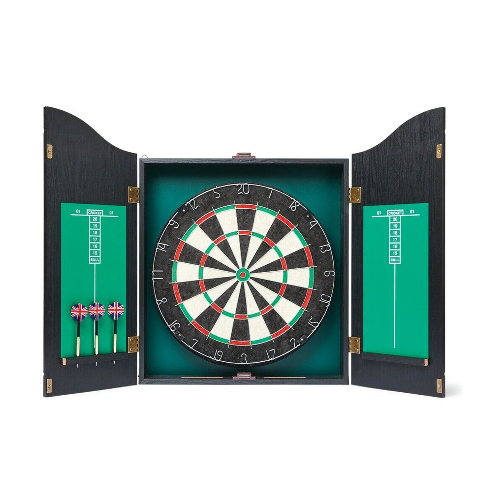 Dartboard in Wooden Cabinet W/ Score Board Case Game Darts Pub Style Dart Board
