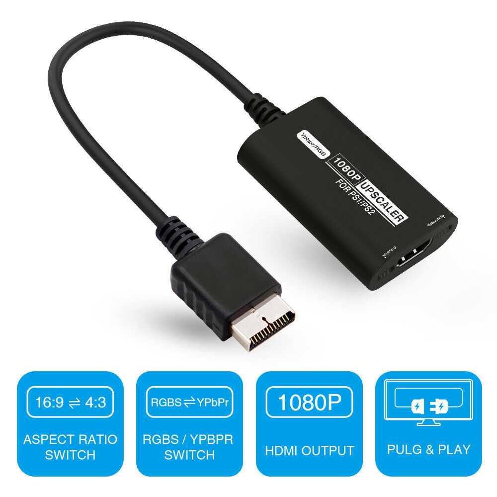 PS1 PS2 to HDMI Adapter Converter RGB Ypbpr to HDMI for Playstation 1 PSX PS2