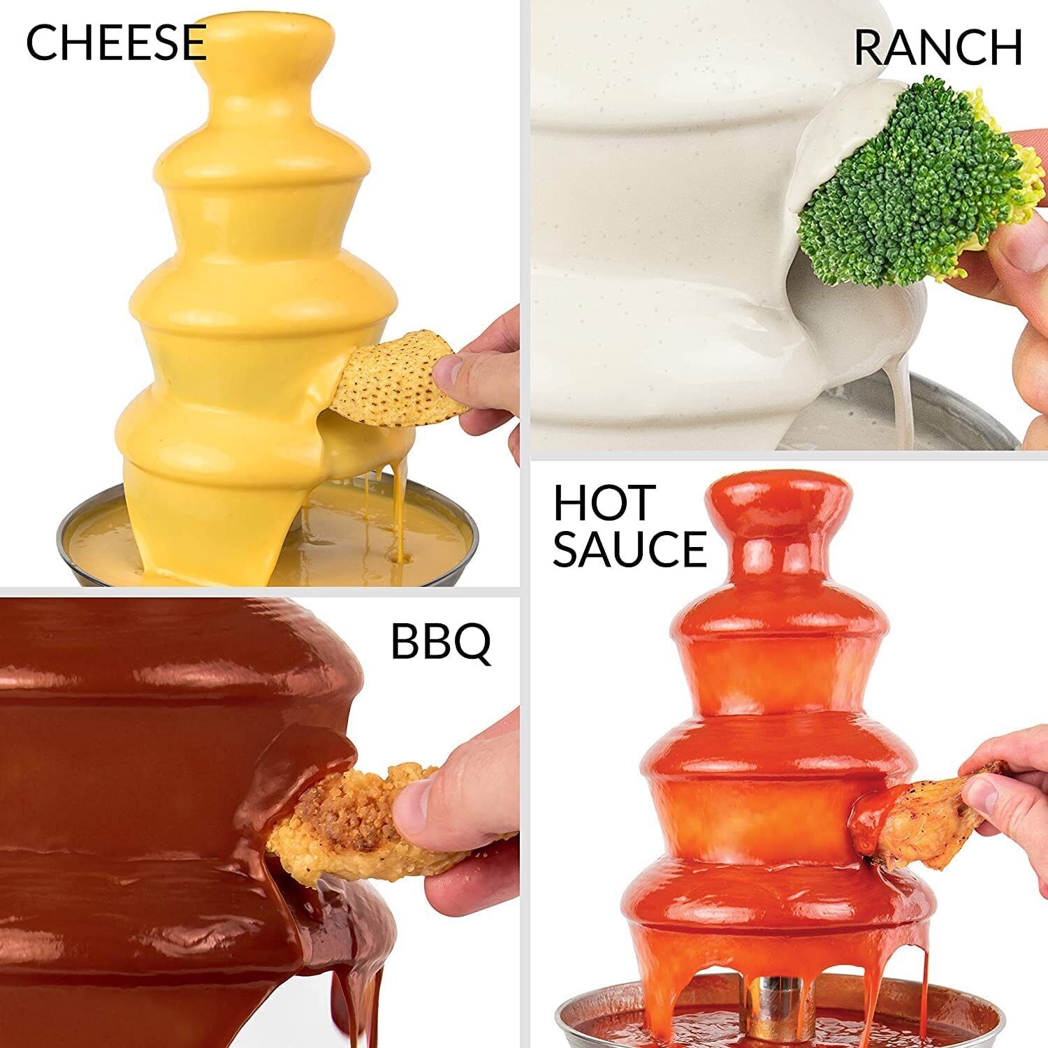 New Large 3-Tier Stainless Steel Chocolate Fondue Fountain with 500Ml Capacity