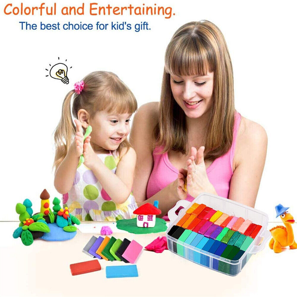 83pcs Polymer Clay Block Craft DIY Kit Oven Bake Modeling Tools Kid Toy Gift Box