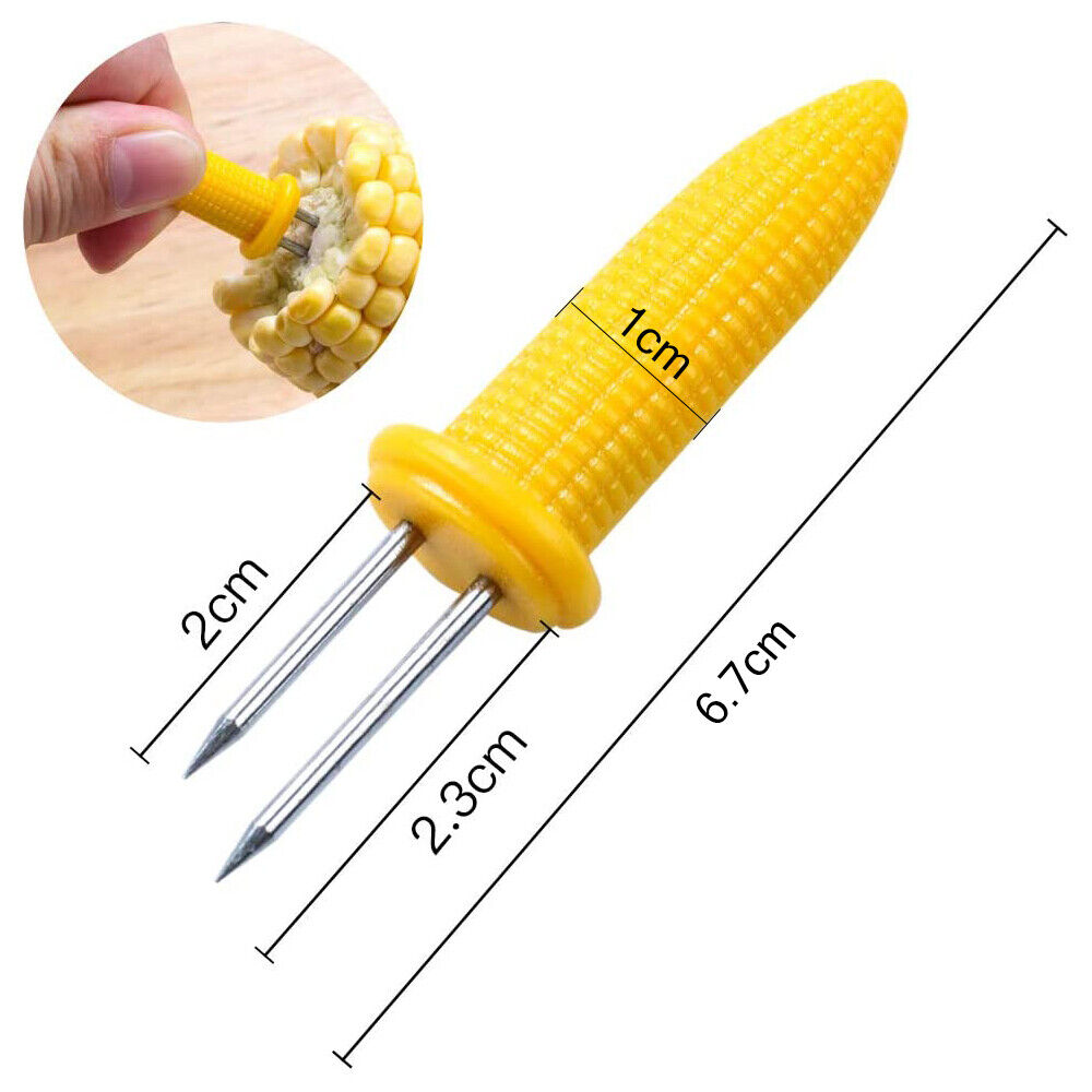 10X Corn Cob Holders Skewers Barbecue Fork Fruit Holder BBQ Kitchen Accessories
