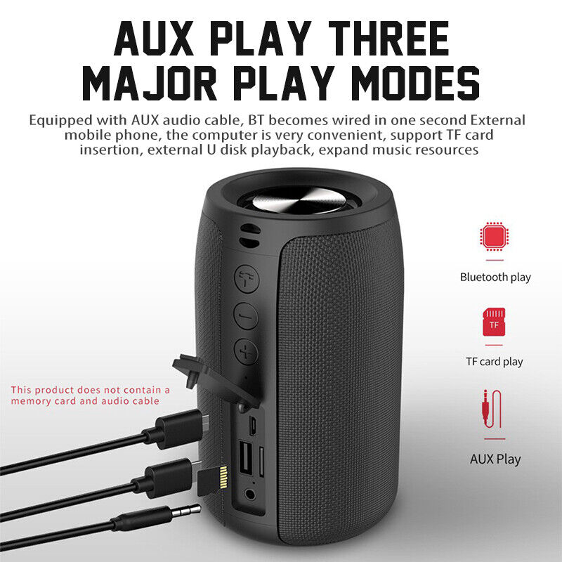 Waterproof Wireless Bluetooth Speakers Handsfree Mic Micro SD/USB/AUX Speaker