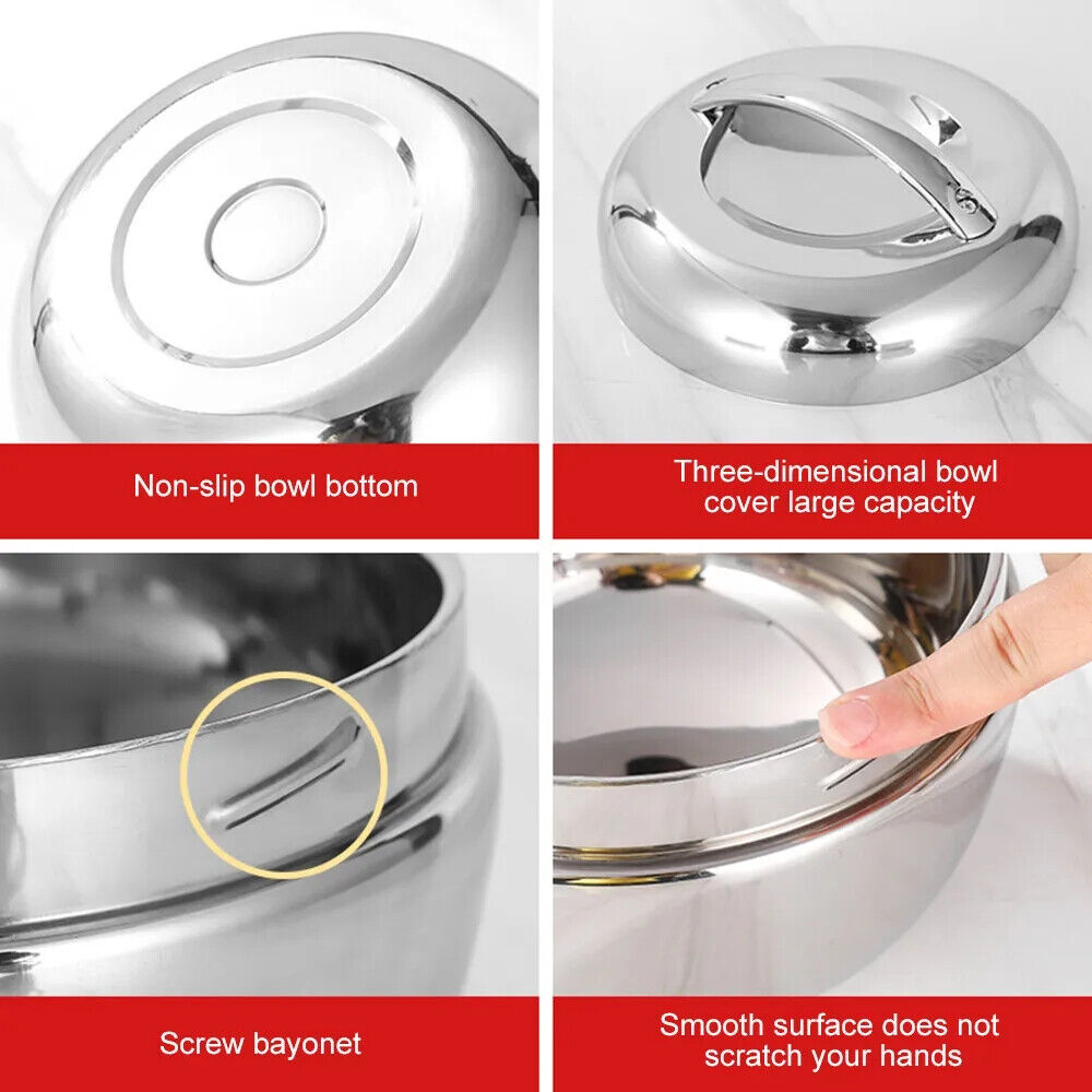 Stainless Steel Thermo Insulated Thermal Lunch Bento Box round Food Container