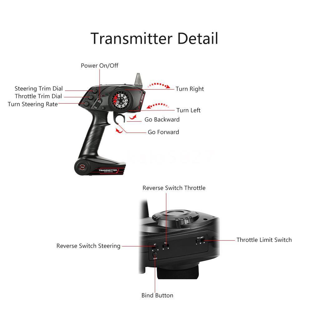 TG3 2.4Ghz 3CH Remote Control Transmitter with Receiver for RC Car Boat