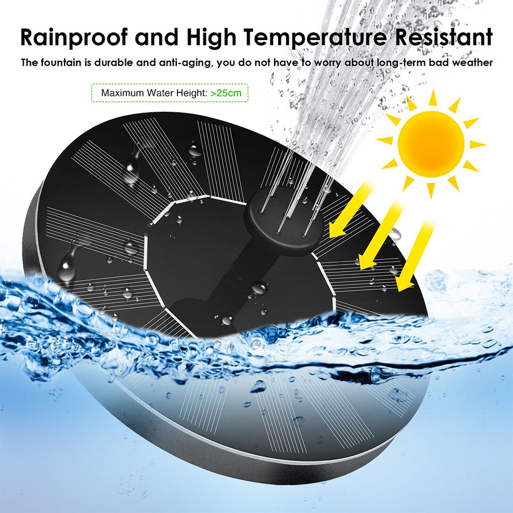 2024 High Temperature Resistant Outdoor Solar Powered Floating Bird Bath Water Fountain Pump Garden Pond AU  