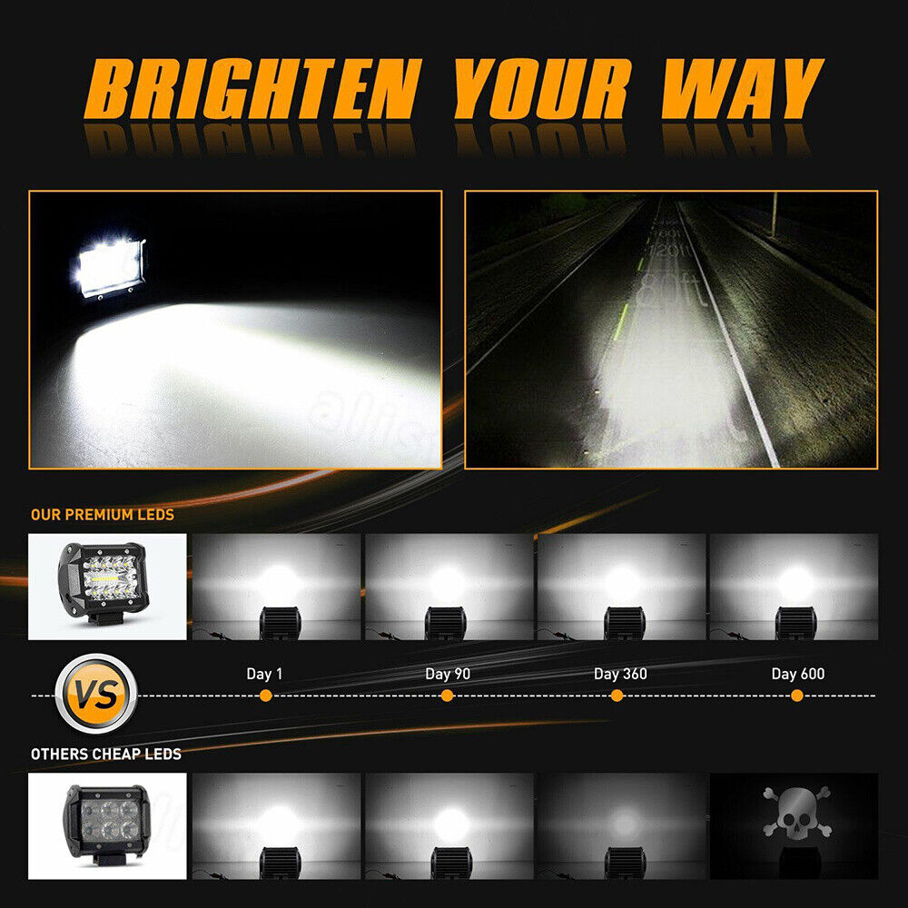 2X Wide Illumination Range LED Work Light Bar Flood Spot Lights Driving Lamp Offroad Car Truck SUV