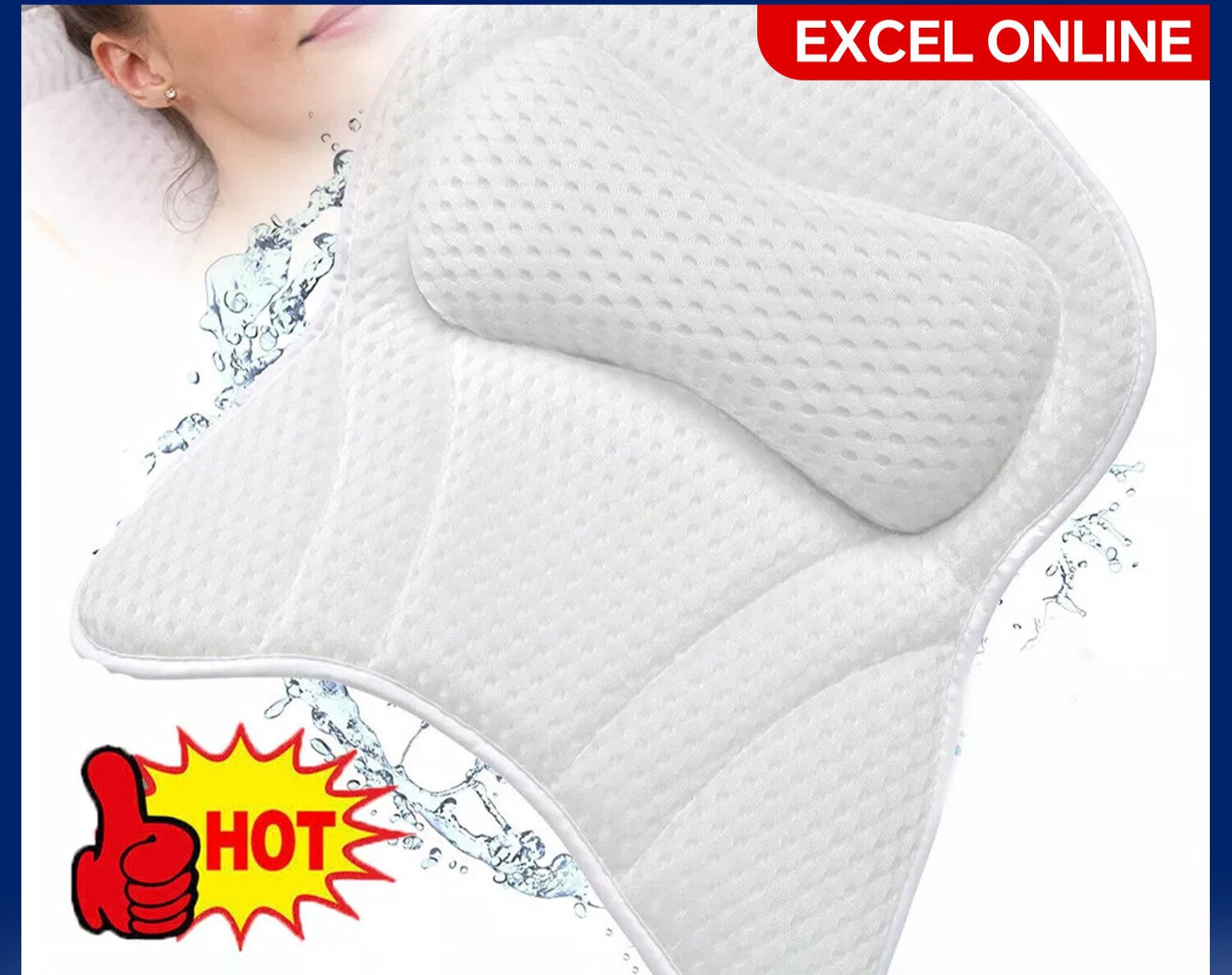 Mesh Bath Pillow Home 4D Back Neck Support Bathtub Spa Hot Tub Suction Cups New