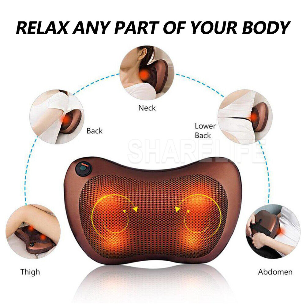 8 Heads Neck Massager Back Massager Body Massage Cushion Shiatsu Pillow Car/Home