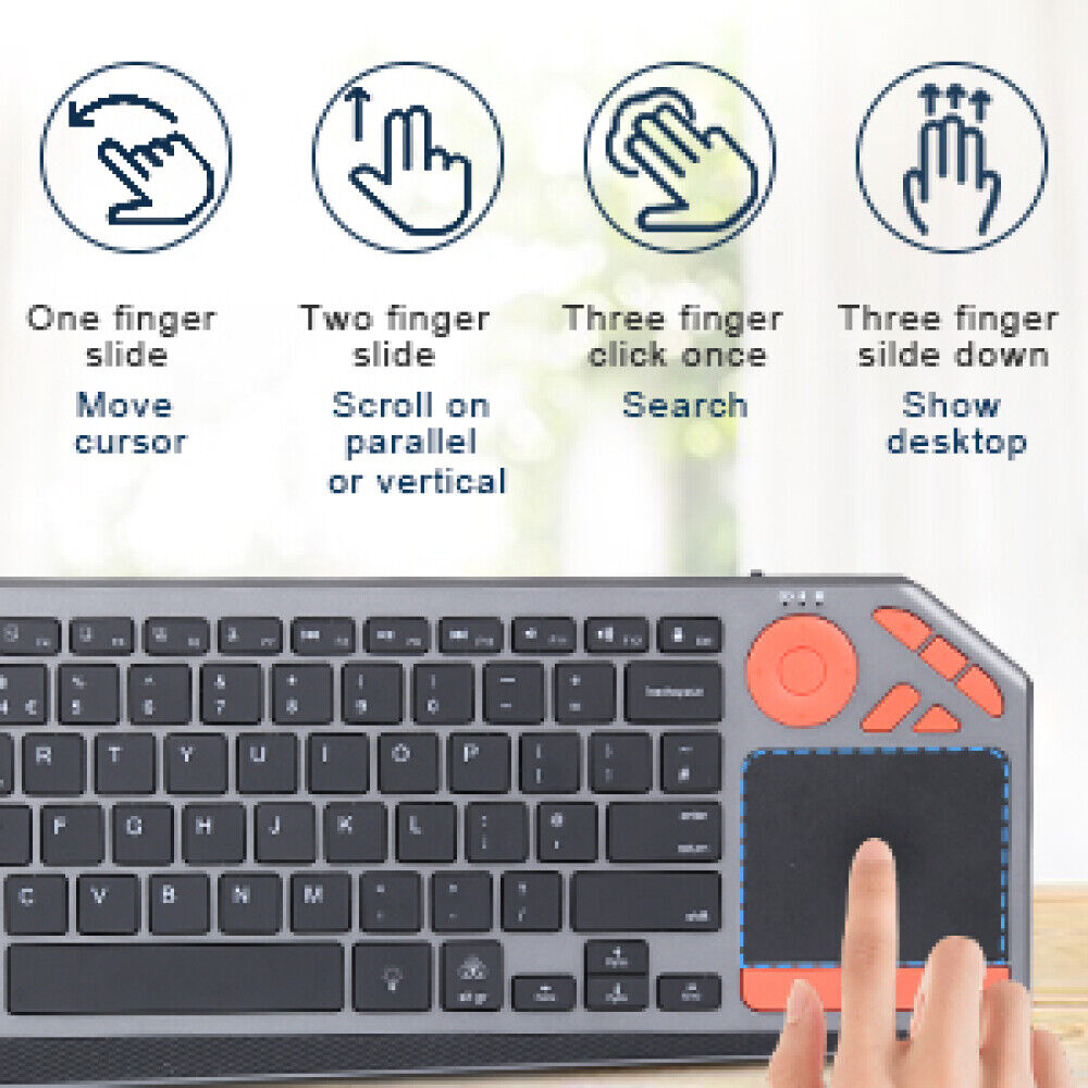 2.4G Wireless TV Backlit Touchpad Keyboard for Ipad, Android Tablets, Windows