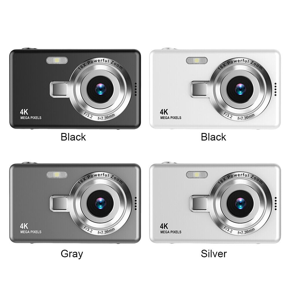 4K HD 1080P Digital Camera 16X Zoom Portable Vlogging Camera 2.4 Inch IPS Screen