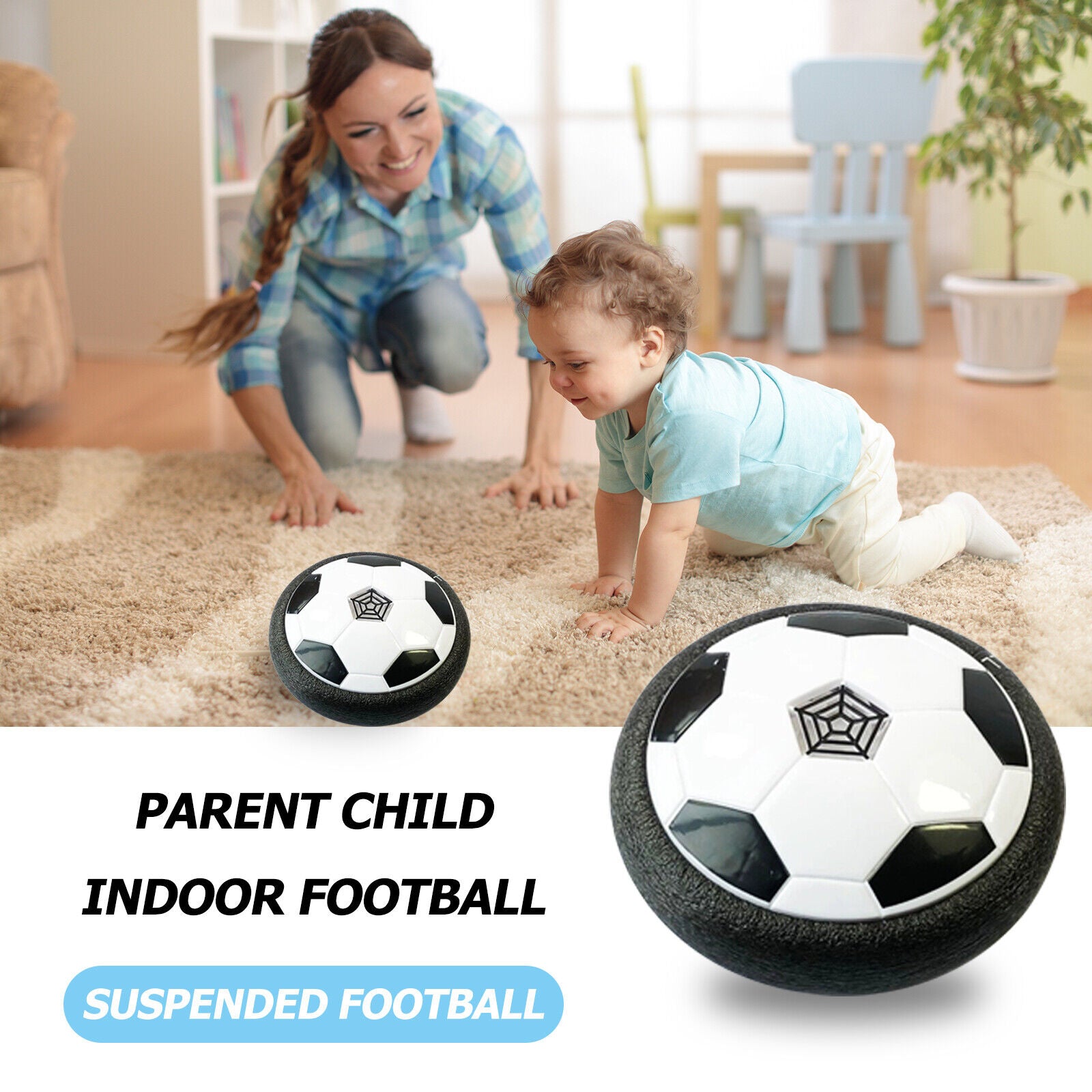 LED Music Kids Hover Soccer Ball, Battery Operated Air Floating Disc (18Cm)