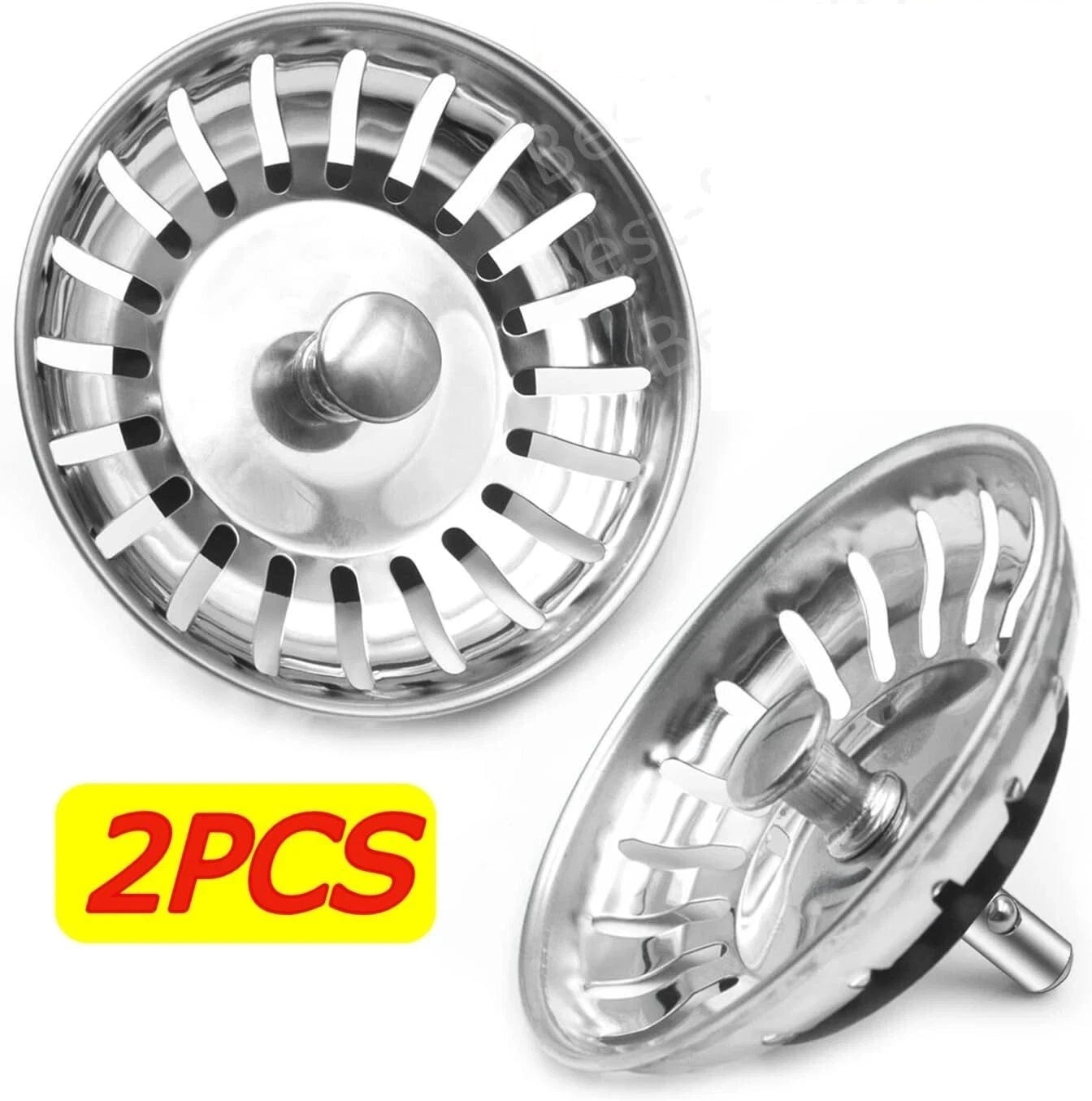 2X High Quality Stainless Steel Kitchen Waste Sink Drain Strainer Plug Stopper