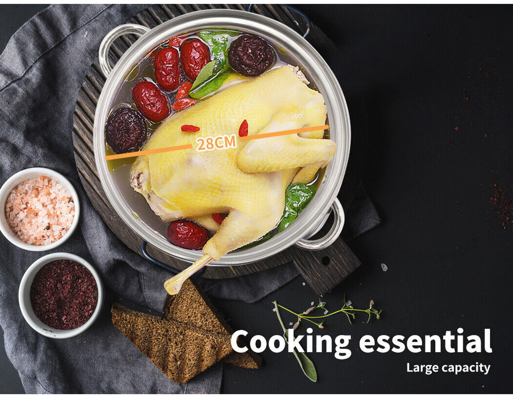 Toque Stainless Steel Steamer Meat Vegetable Cookware Hot Pot Kitchen 3 Tier