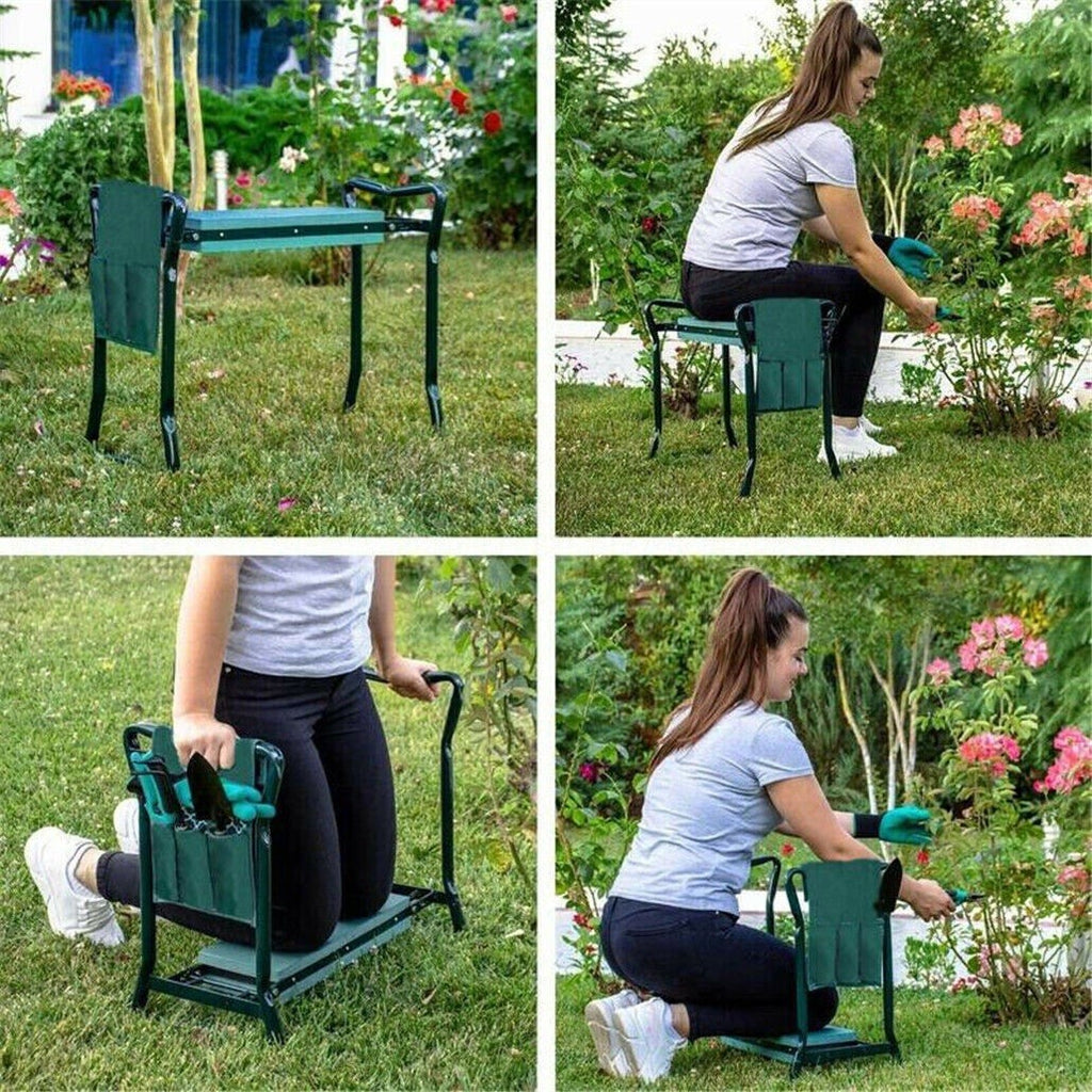 2 in1 Garden Kneeler and Seat Foldable Tool Pouch Home Outdoor Bench Knee Pad