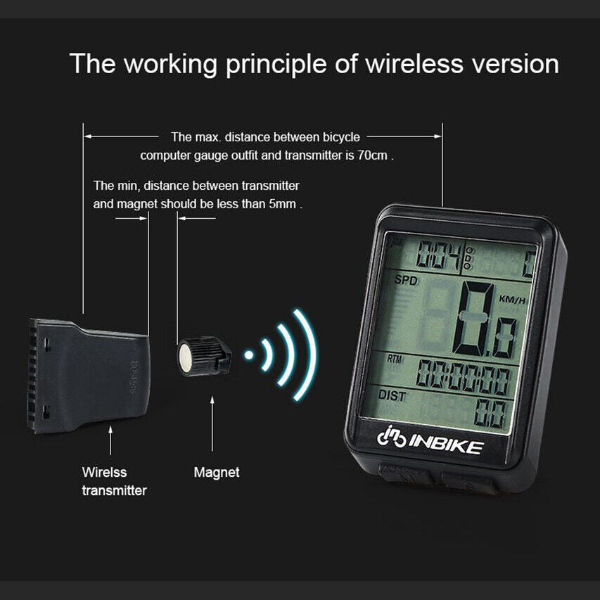 Wireless Cycling Bike Bicycle LCD Cycle Speedometer Computer Odometer Waterproof